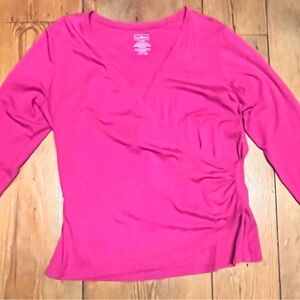 L.L. Bean Women's Pink Long Sleeve Wrap Style Top